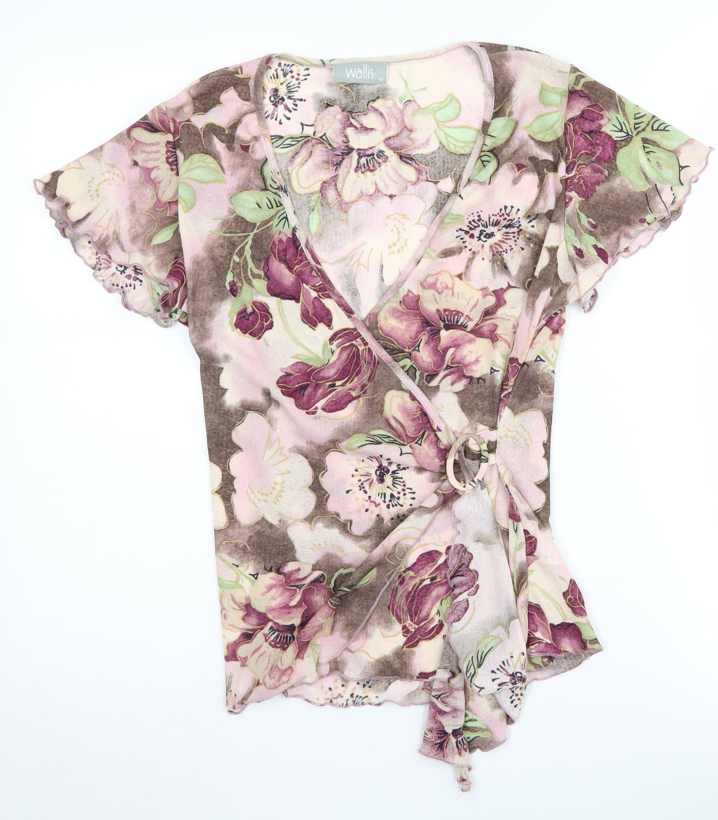 Wallis Women's Floral Wrap Blouse, Multicolour, Size 14