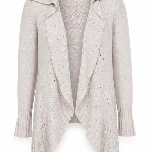 H. Trend Women's Beige Collared Cardigan, S, Acrylic-Wool-Mohair