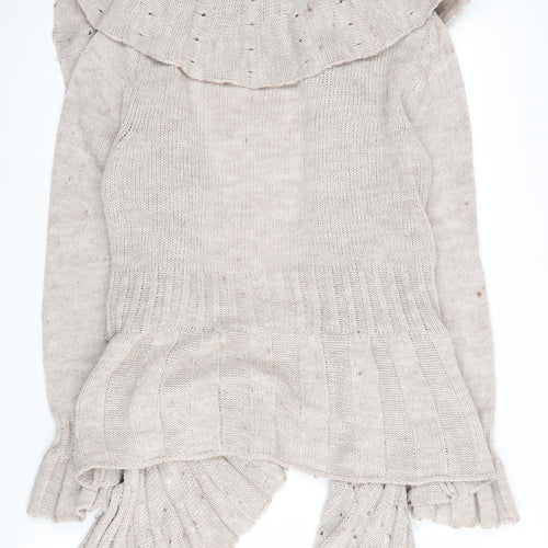 H. Trend Women's Beige Collared Cardigan, S, Acrylic-Wool-Mohair