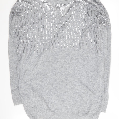 Next Grey Sequin Women's Long Sleeve Jumper Size 10