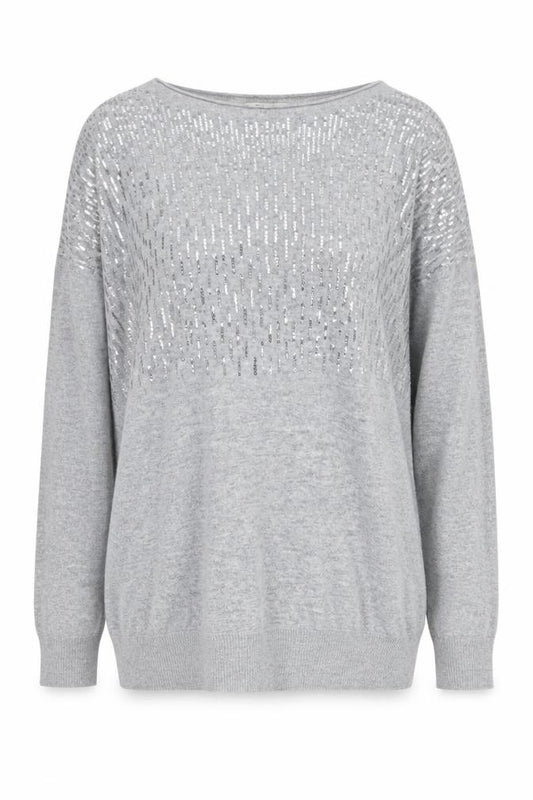 Front view of Next Grey Sequin Women's Long Sleeve Jumper, size 10