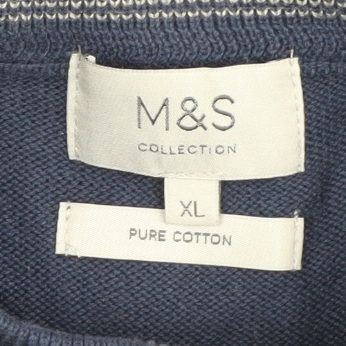Marks and Spencer Men's Blue Pullover Jumper - XL