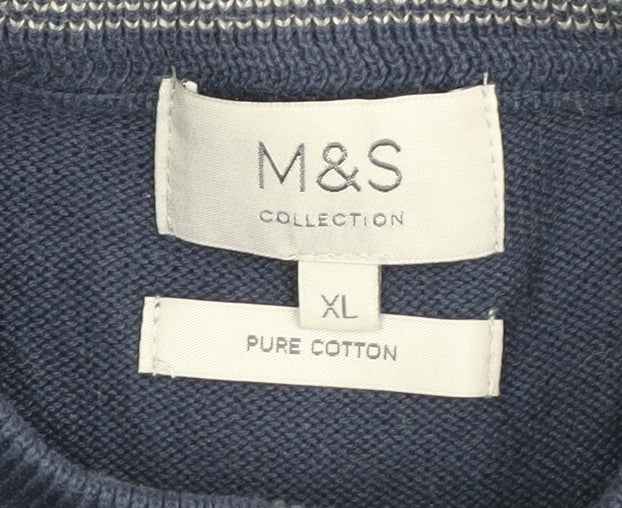 Marks and Spencer Men's Blue Pullover Jumper - XL