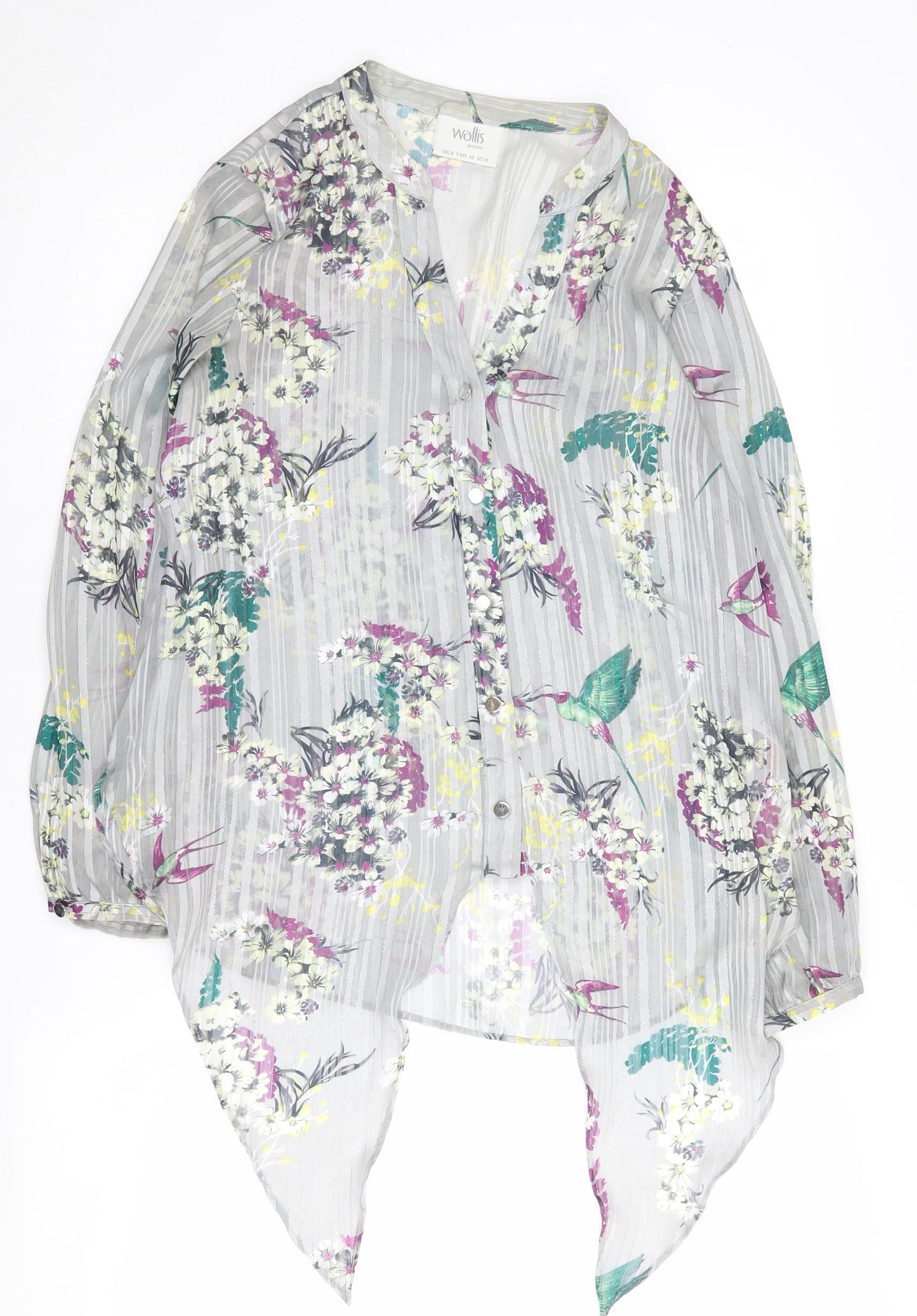 Wallis Women's Floral Blouse V-Neck Size 8