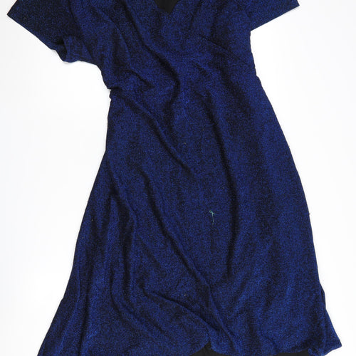 Simply Be Blue Plus Size Midi Wrap Dress for Women