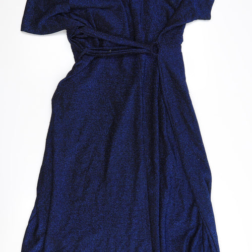 Simply Be Blue Plus Size Midi Wrap Dress for Women