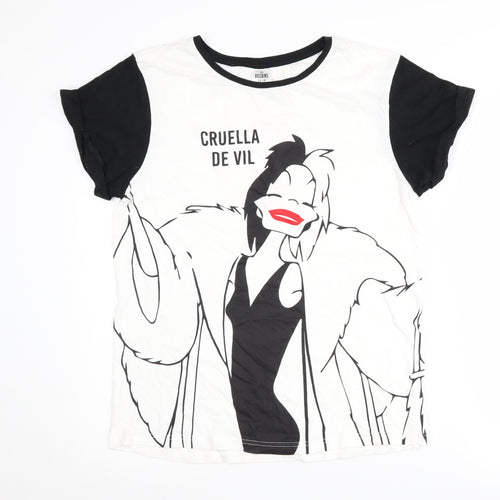 Disney Women's Black & White Cruella T-Shirt, L