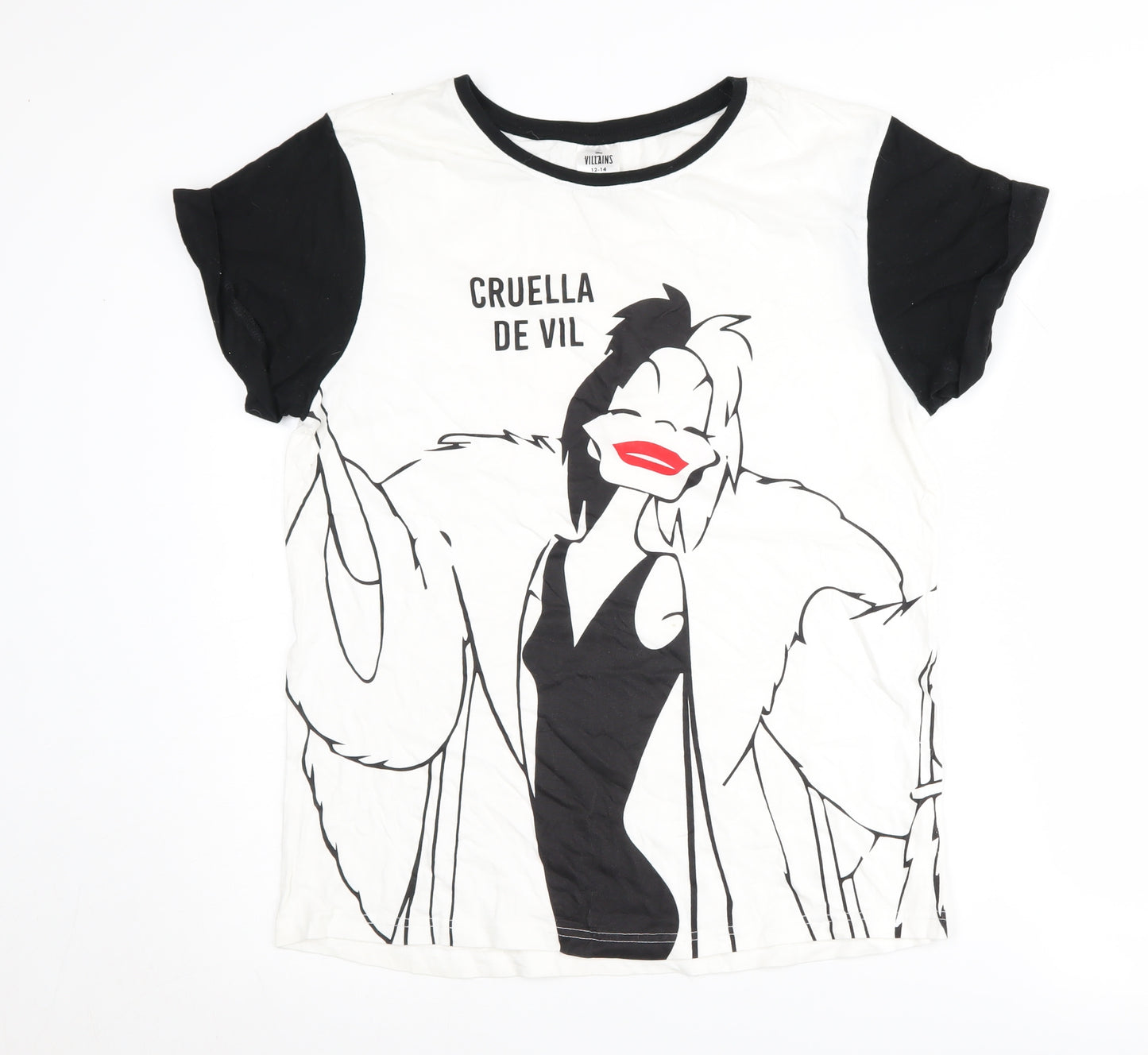 Disney Women's Black & White Cruella T-Shirt, L