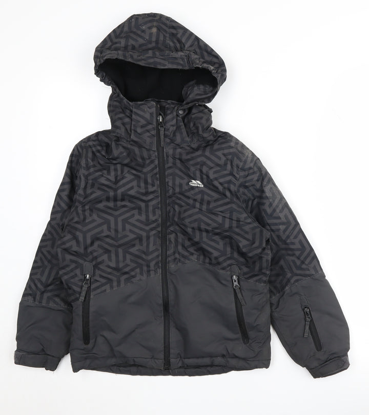 Trespass Boys Black Puffer Jacket 7-8 Years Waterproof