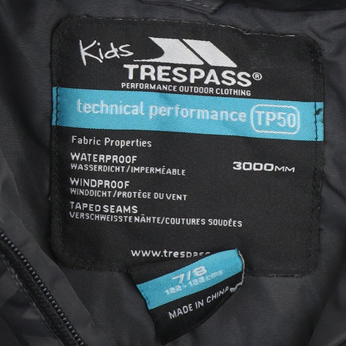 Trespass Boys Black Puffer Jacket 7-8 Years Waterproof