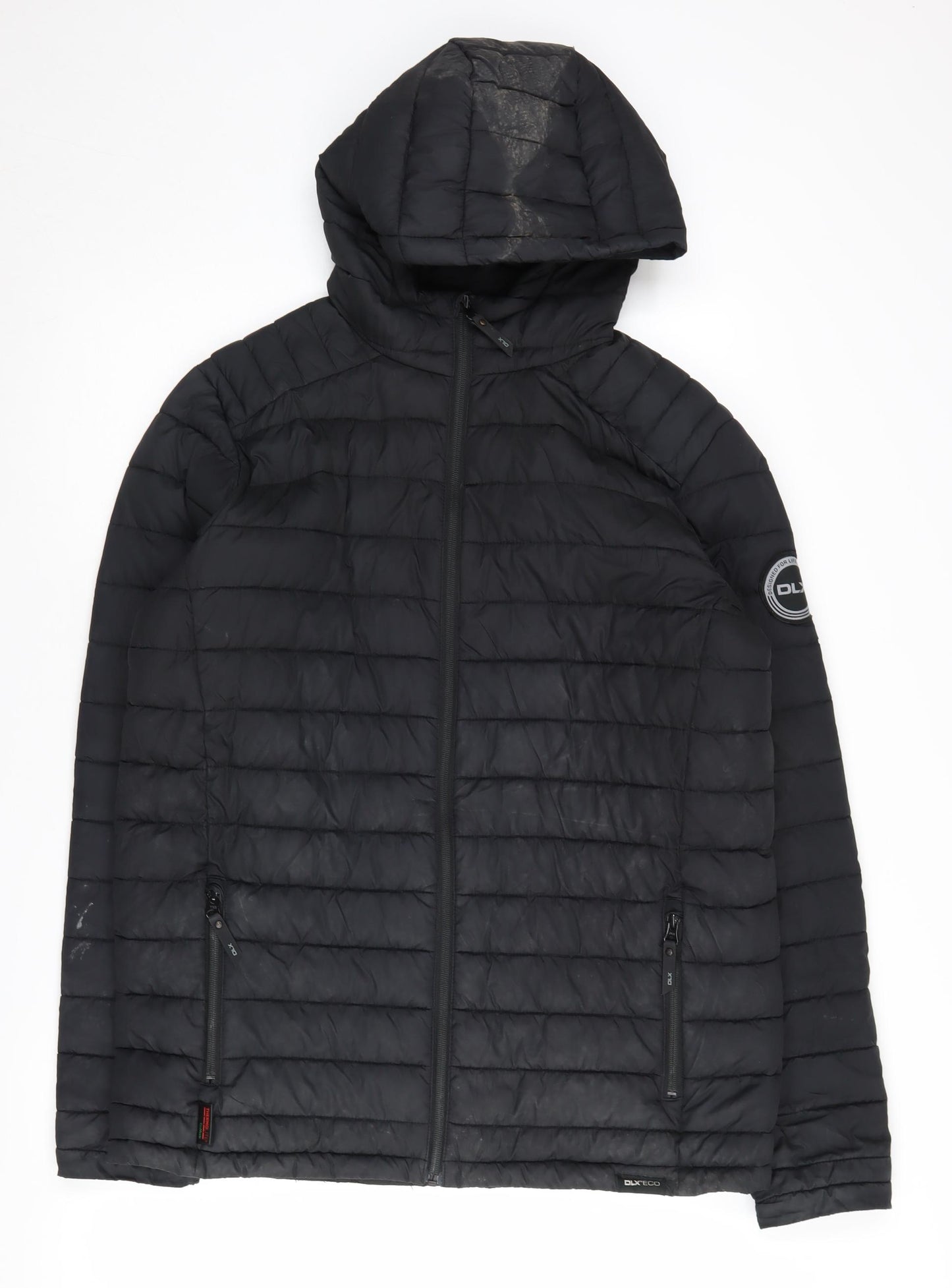 DLX Men's Black Hooded Puffer Jacket Size S