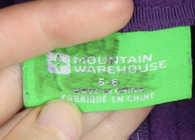 Mountain Warehouse Girls Purple Fleece Jacket 5-6 Years