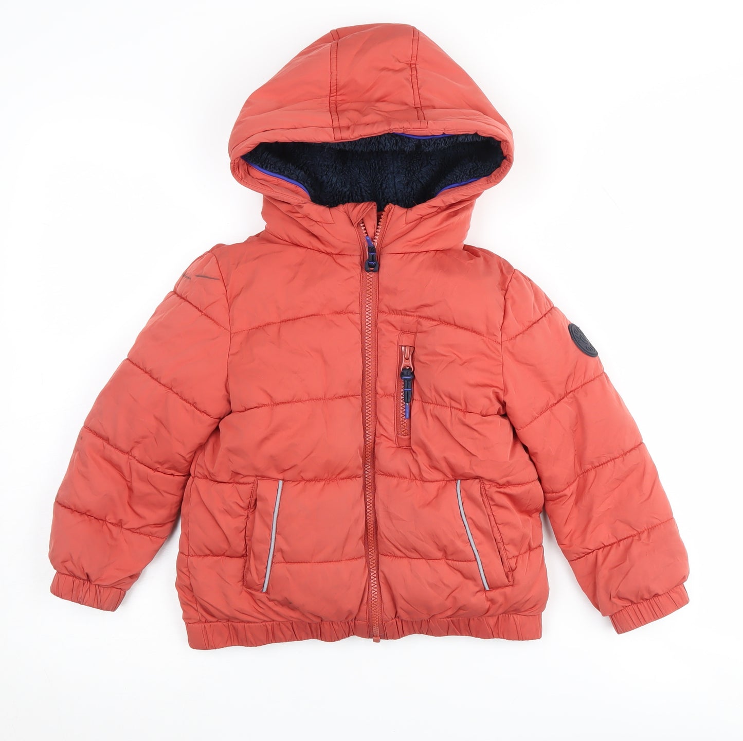 FatFace Boys Orange Puffer Jacket 4-5 Years Hooded Winter Coat