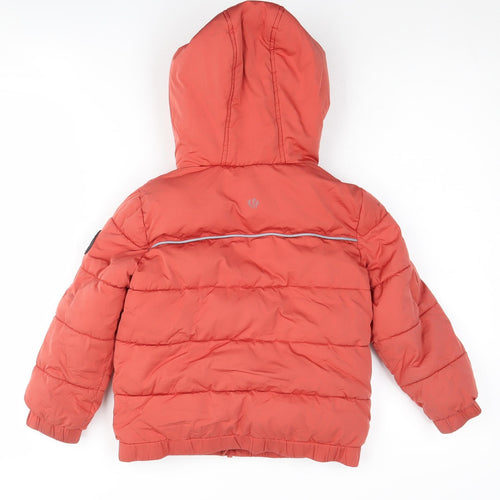 FatFace Boys Orange Puffer Jacket 4-5 Years Hooded Winter Coat