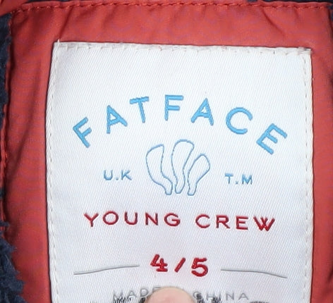 FatFace Boys Orange Puffer Jacket 4-5 Years Hooded Winter Coat