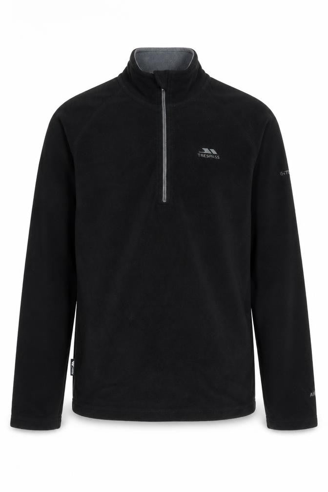 Front view of Trespass Men's Black XS Pullover Fleece Sweatshirt