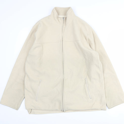 EWM Women's Beige Fleece Jacket Size 14 M Casual