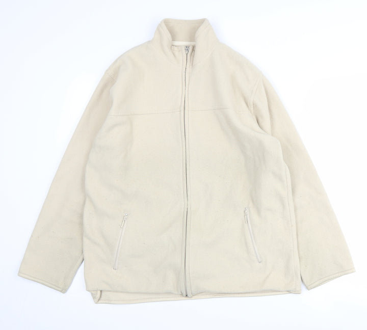 EWM Women's Beige Fleece Jacket Size 14 M Casual