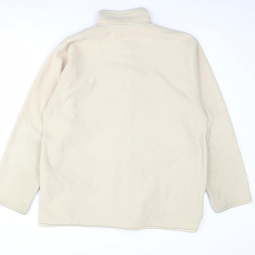 EWM Women's Beige Fleece Jacket Size 14 M Casual