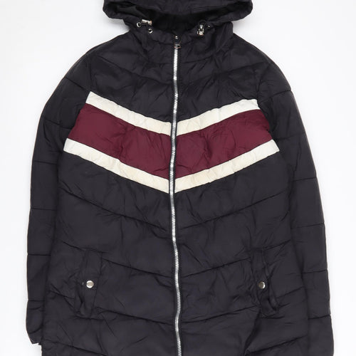 Studio Women's Black Puffer Jacket, Size 12, Mid-Length