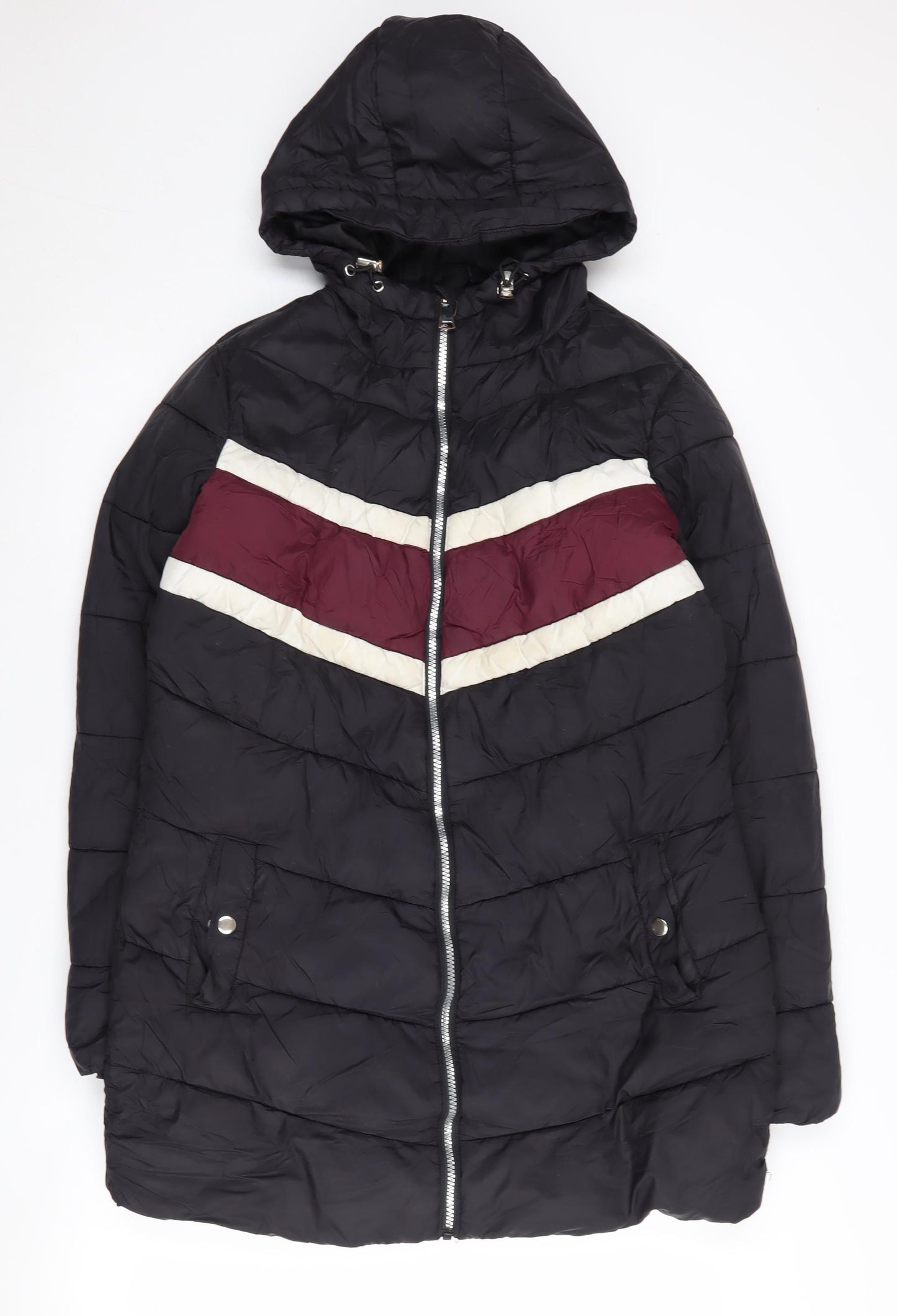 Studio Women's Black Puffer Jacket, Size 12, Mid-Length