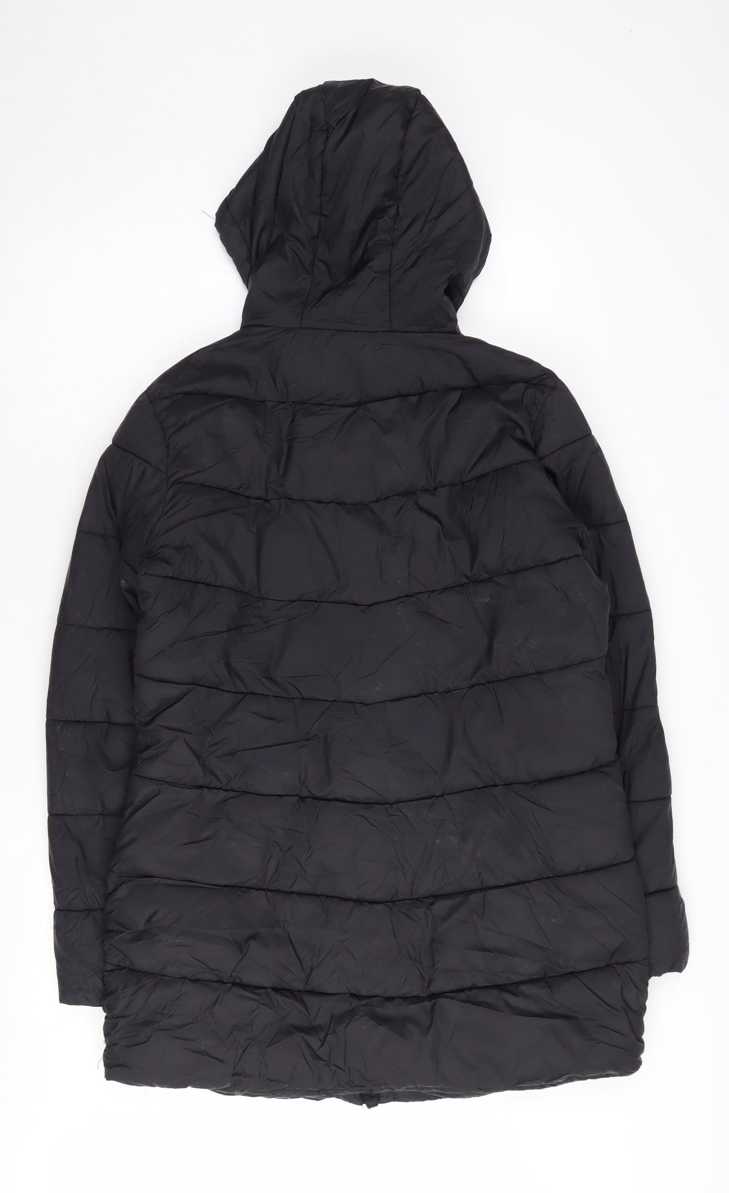 Studio Women's Black Puffer Jacket, Size 12, Mid-Length