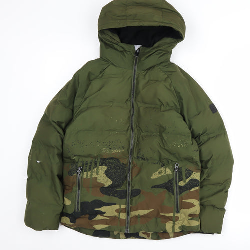 Next Boys Green Camouflage Puffer Jacket, Size 10 Years
