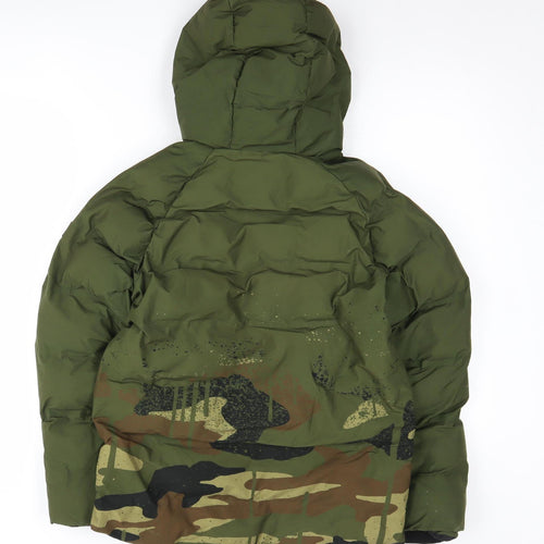 Next Boys Green Camouflage Puffer Jacket, Size 10 Years