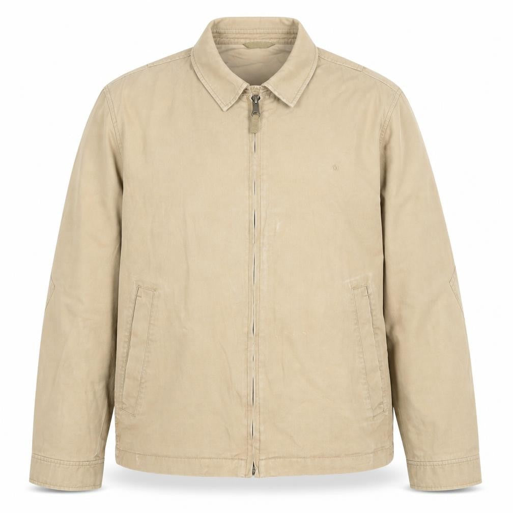 Front view of Melka Men's Beige Cotton Jacket, size 60, Good Condition