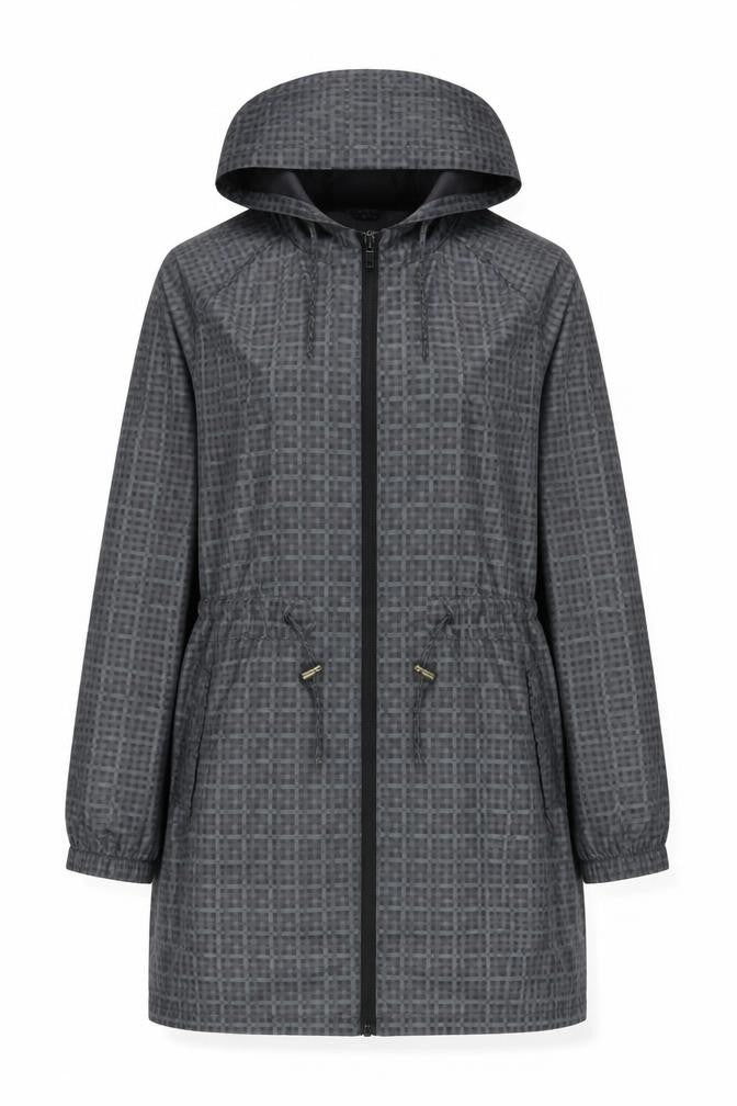 Front view of Marks & Spencer Women's Grey Check Hooded Jacket M