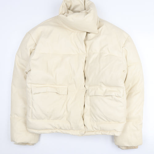 Missguided Ivory Puffer Jacket Women Size 8 Winter