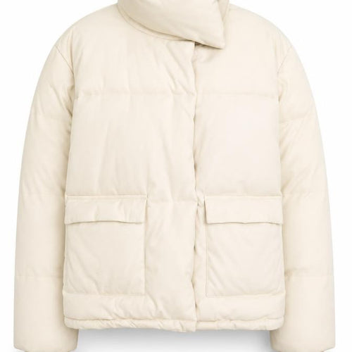 Missguided Ivory Puffer Jacket Women Size 8 Winter
