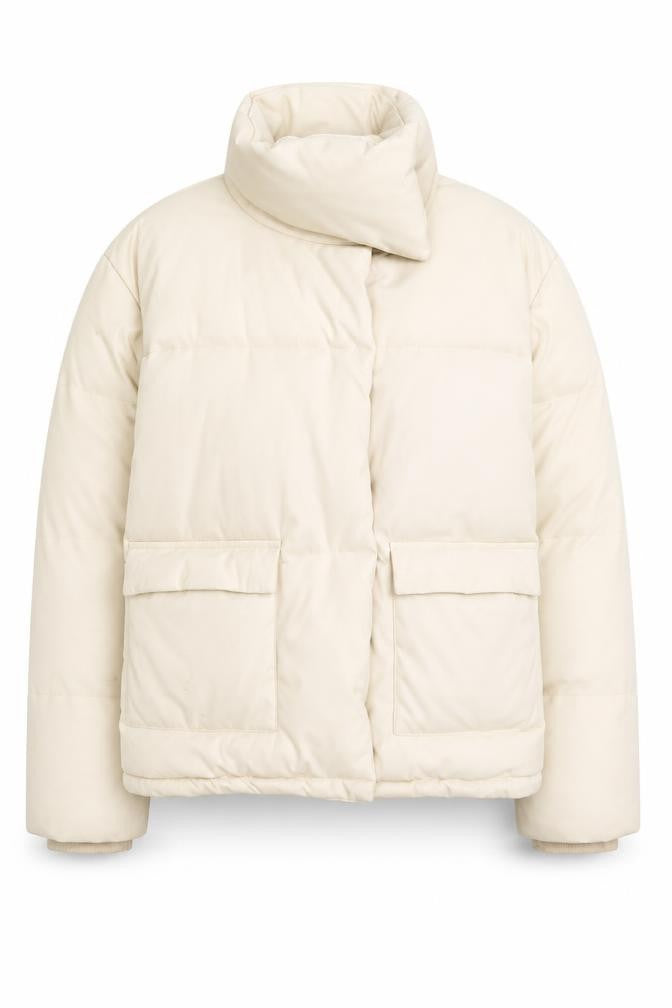 Missguided Ivory Puffer Jacket Women Size 8 Winter