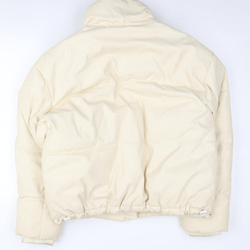 Missguided Ivory Puffer Jacket Women Size 8 Winter