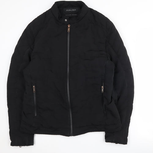 Zara Man Black Basic Jacket L Full Zip Men's Autumn