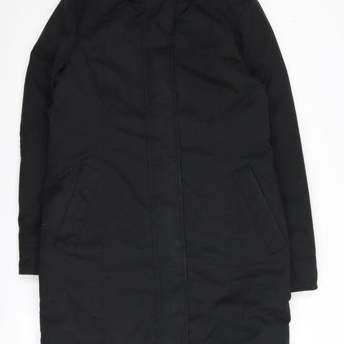 Warehouse Women's Black Parka Coat with Fur Trim Size 12