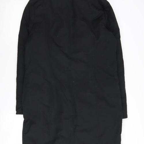 Warehouse Women's Black Parka Coat with Fur Trim Size 12