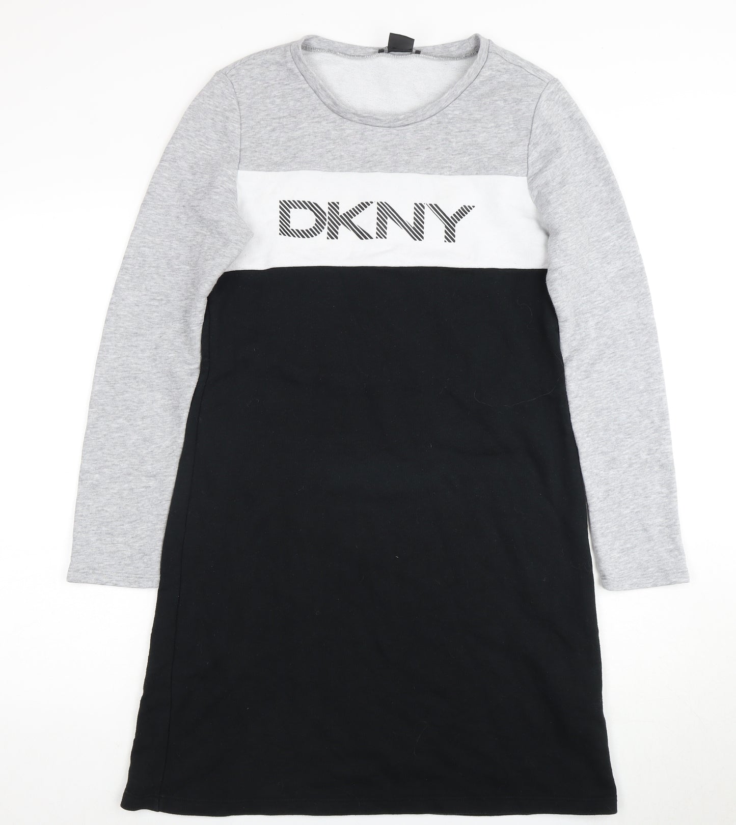 DKNY Women's Grey Colourblock T-Shirt Dress M