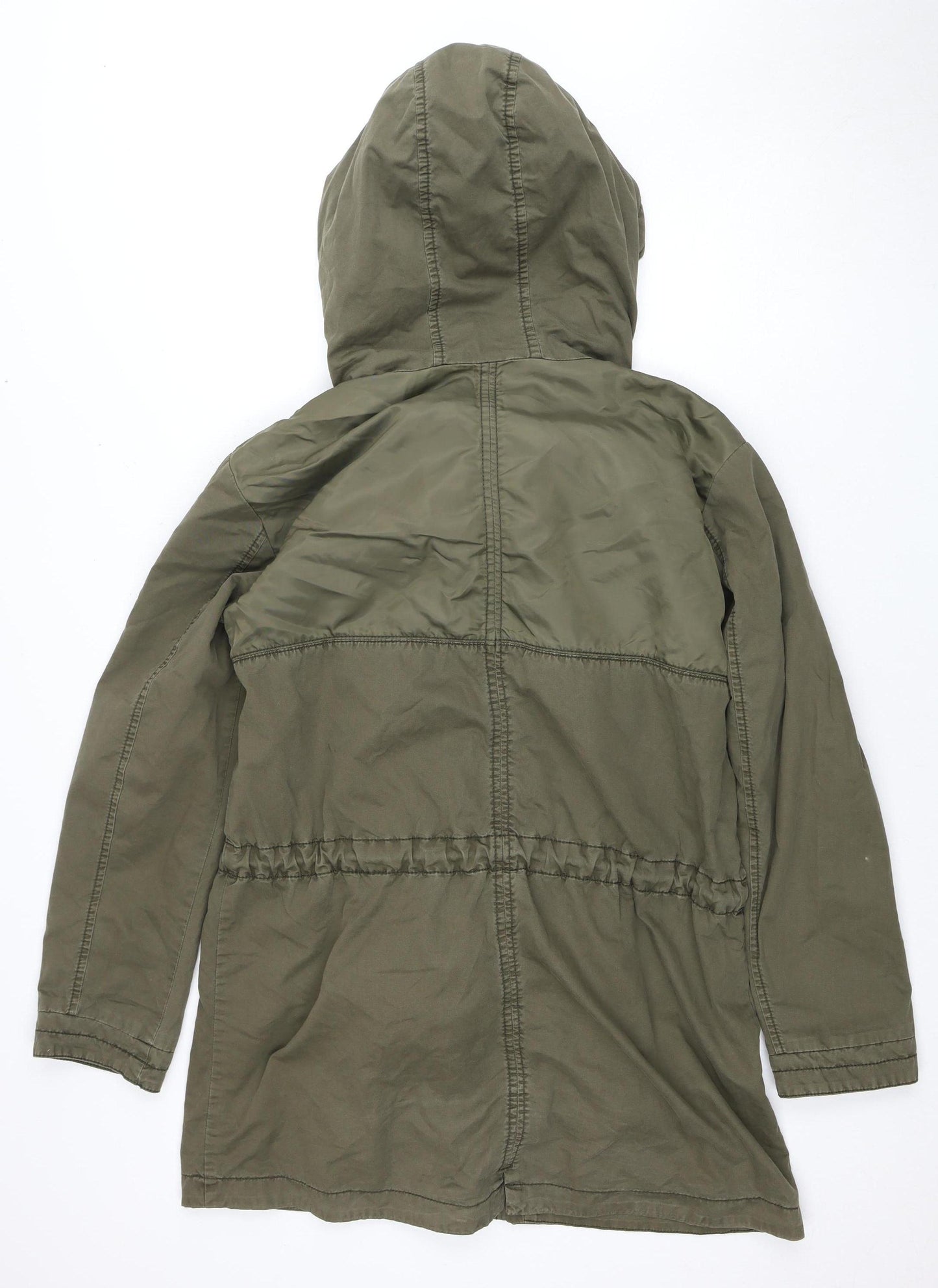 EDC Women's Green Parka Jacket with Hood - Size S