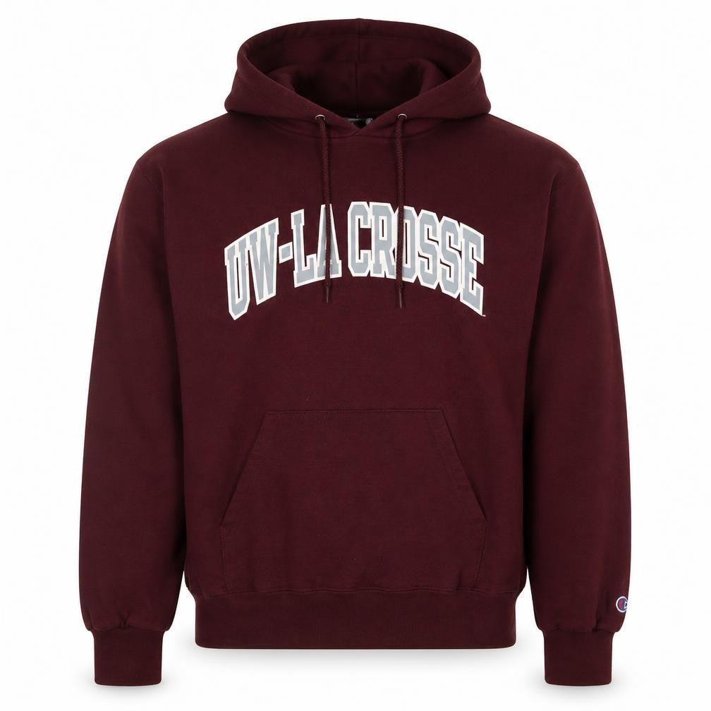 Front view of Champion Red Pullover Hoodie S Men's College Style