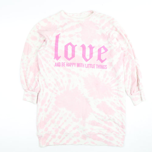 Zara Girls Pink Tie-Dye Graphic Sweatshirt 10-11 Years
