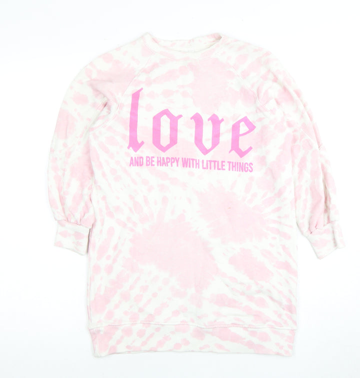 Zara Girls Pink Tie-Dye Graphic Sweatshirt 10-11 Years