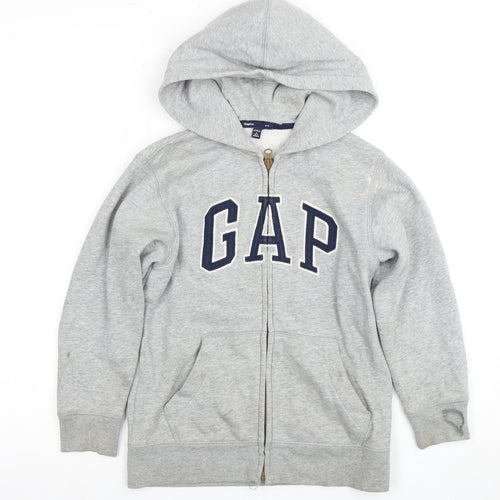 Gap Boys Grey Full Zip Hoodie 6-7 Years with Logo