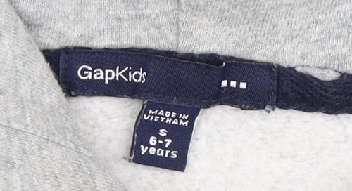 Gap Boys Grey Full Zip Hoodie 6-7 Years with Logo