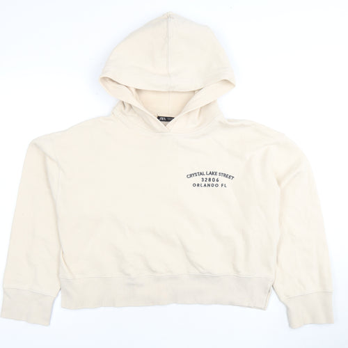 Zara Women's Ivory Pullover Hoodie M