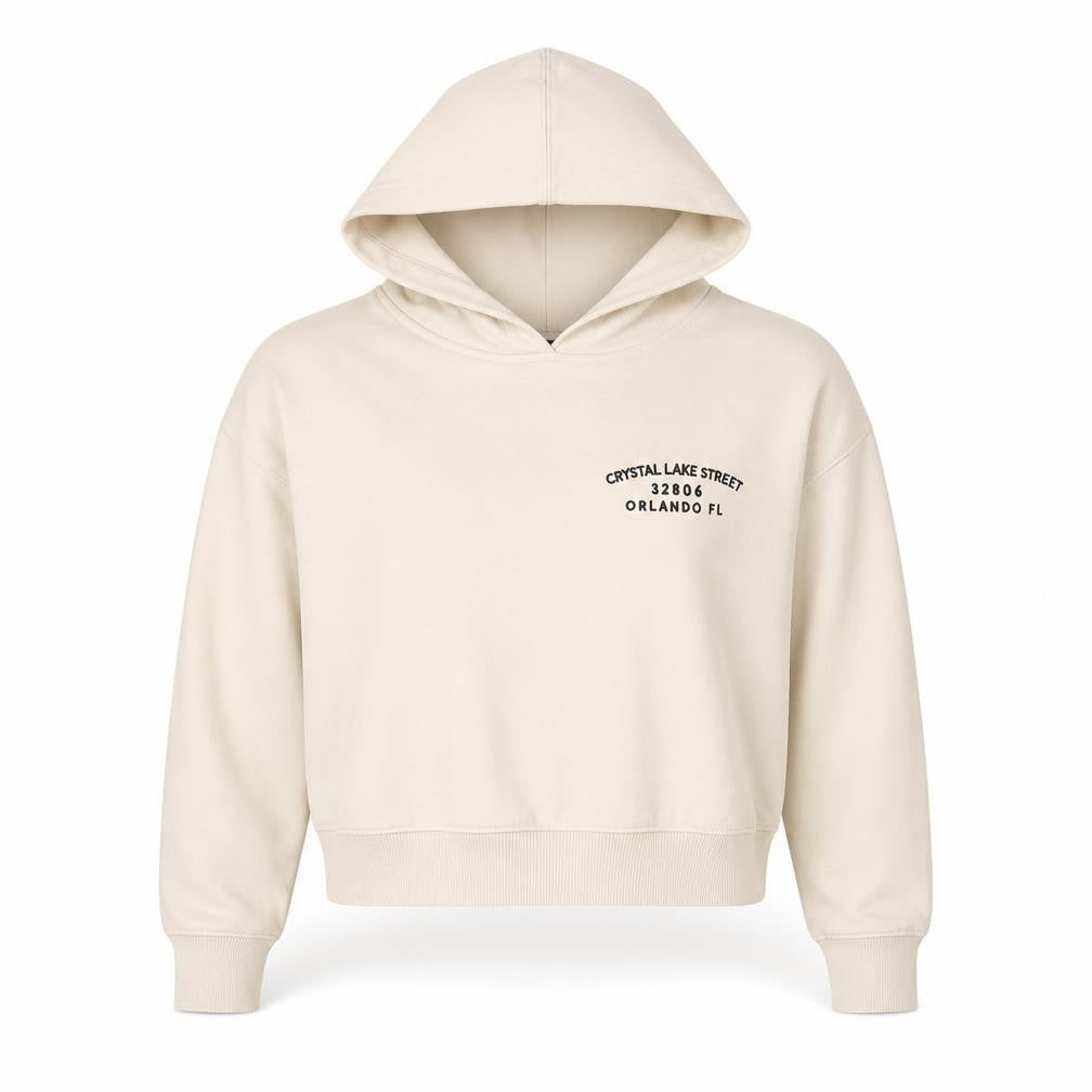 Front view of Zara Women's Ivory Pullover Hoodie M
