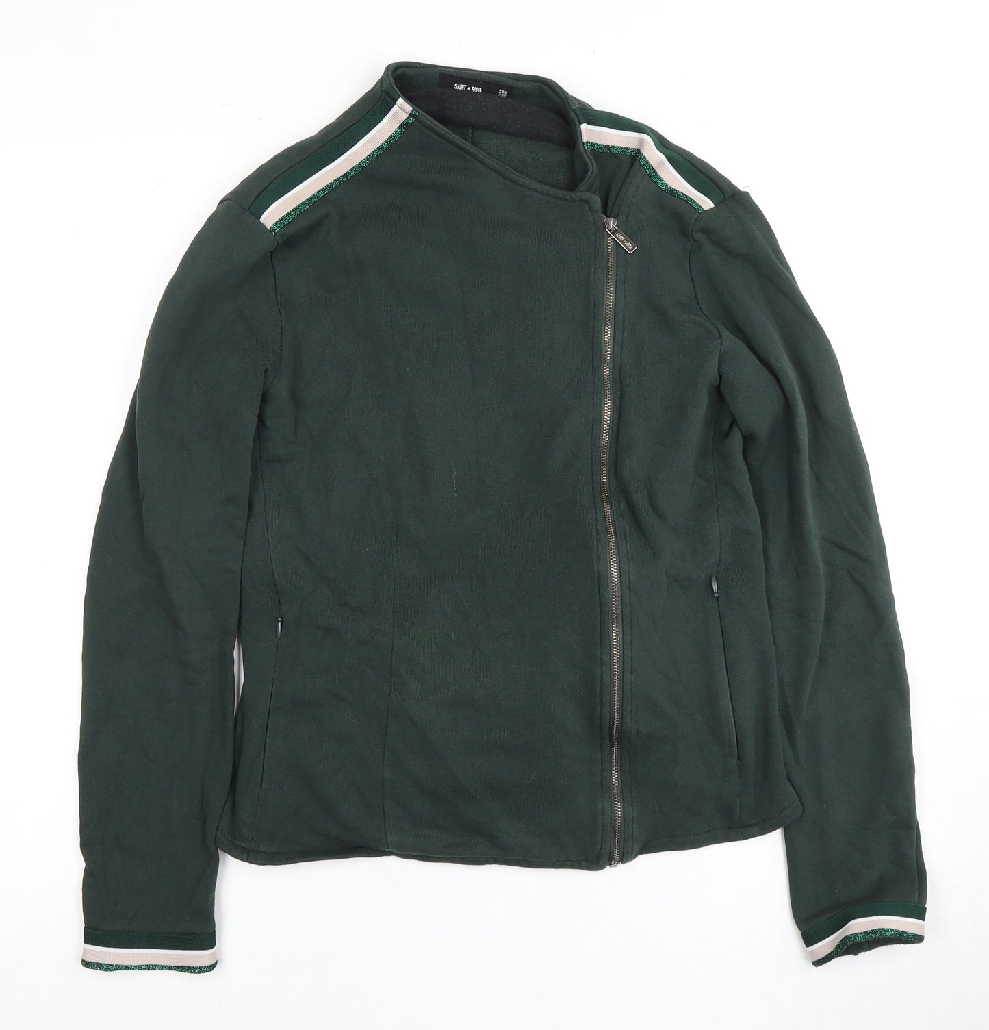 Saint + Sofia Women's Green Zip Sweatshirt, Size 12