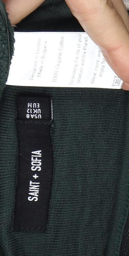 Saint + Sofia Women's Green Zip Sweatshirt, Size 12