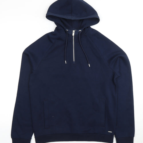 Autograph Men's Blue 1/2 Zip Hoodie M Hooded, Pockets