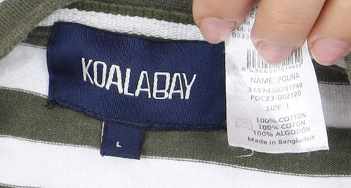 KOALA BAY Women's Green Striped Long Sleeve T-Shirt